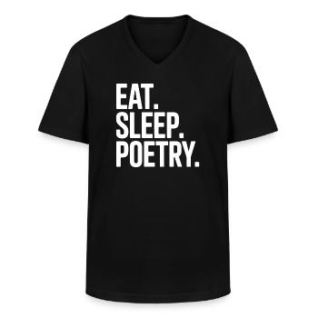 Eat Sleep Poetry Typo - Männer-T-Shirt mit V-Ausschnitt - Schwarz - Vorne - AI Model Male 178 dark (178cm)