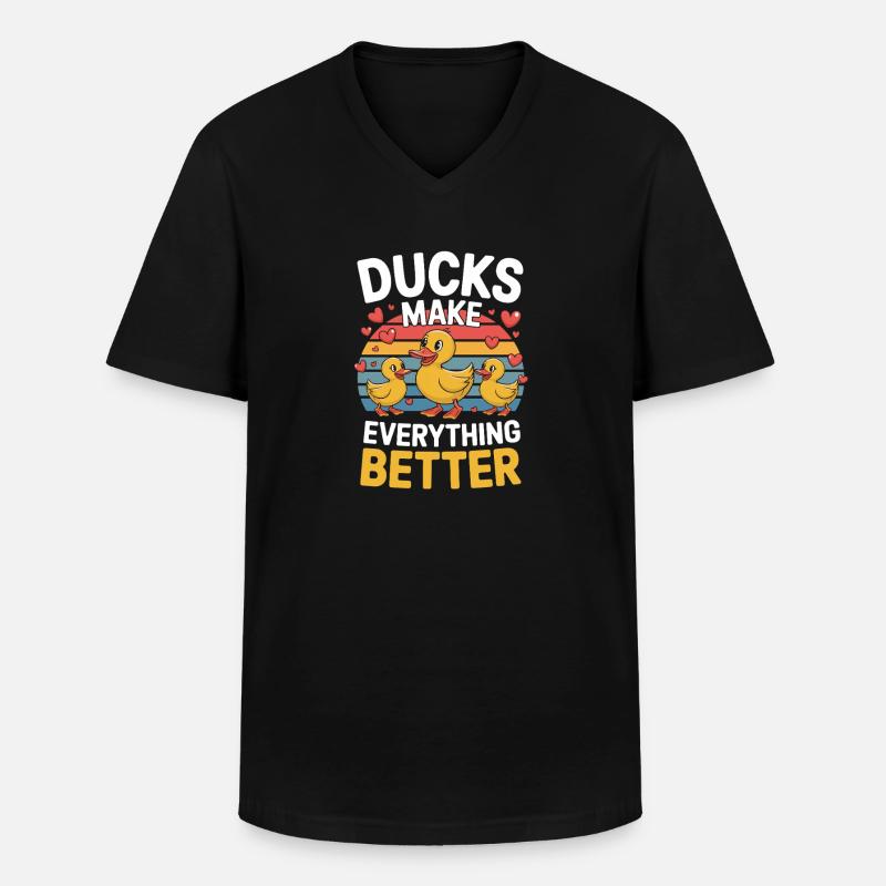 Ducks Make Everything Better Funny Ducks - Men's V-Neck T-Shirt - black