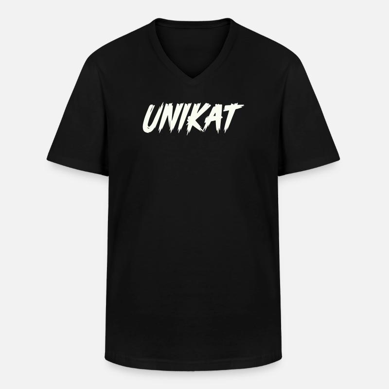 unikat- - Männer-T-Shirt mit V-Ausschnitt - Schwarz