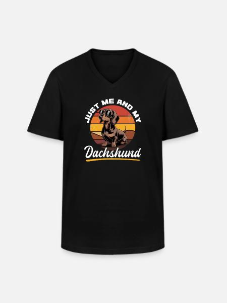 Funny Dog Breed Dachshund - Men's V-Neck T-Shirt - black