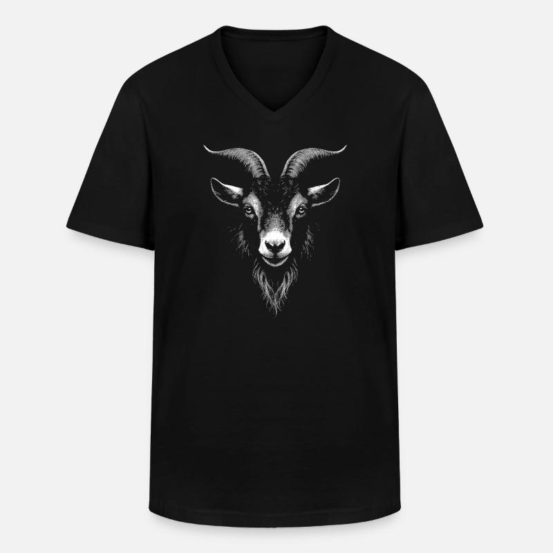  Ziege - Männer-T-Shirt mit V-Ausschnitt - Schwarz