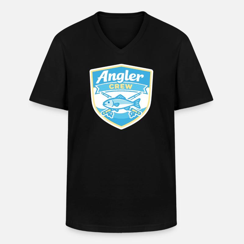 Angler Crew Shield - Männer-T-Shirt mit V-Ausschnitt - Schwarz