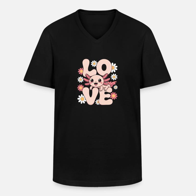 Liebe Bloom Dragon - Männer-T-Shirt mit V-Ausschnitt - Schwarz