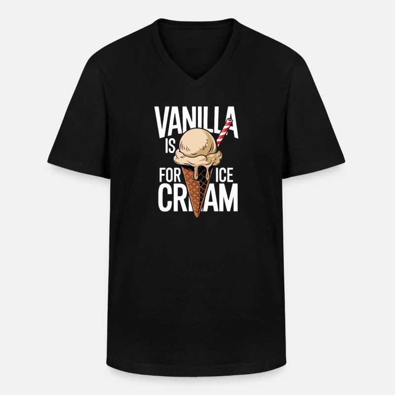 Vanille Eiscone im Kontrast - Männer-T-Shirt mit V-Ausschnitt - Schwarz