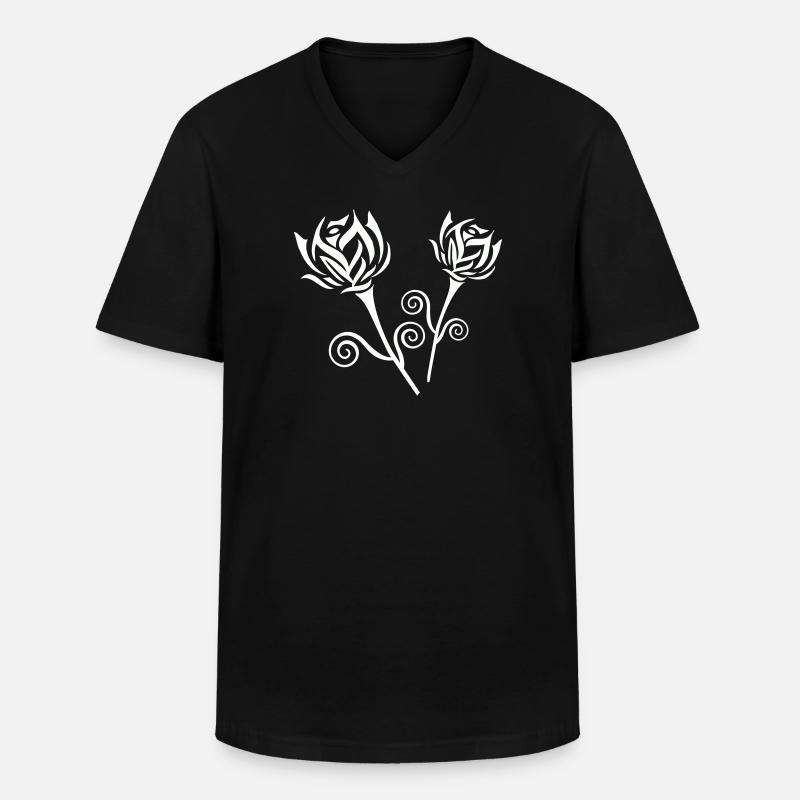 roses - Männer-T-Shirt mit V-Ausschnitt - Schwarz
