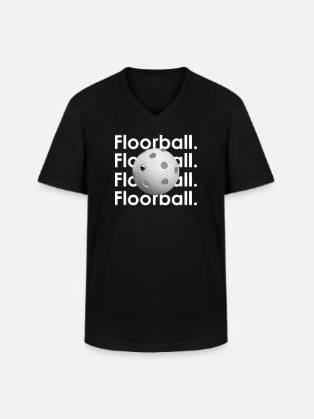 Floorball Graphic - Men's V-Neck T-Shirt - black