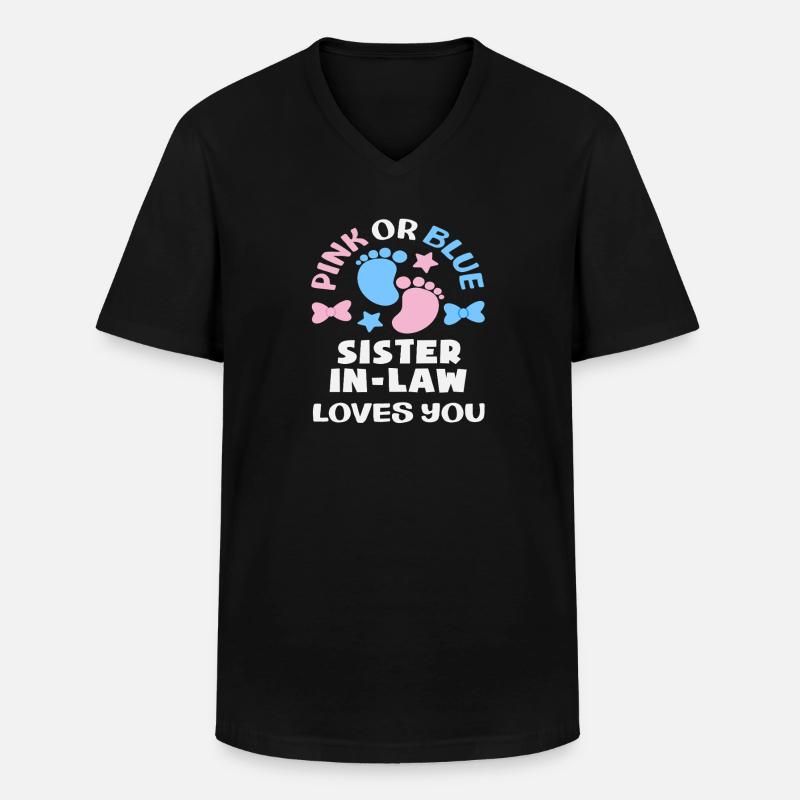 Pink Oder Blau Stiefschwester Gender Reveal - Männer-T-Shirt mit V-Ausschnitt - Schwarz