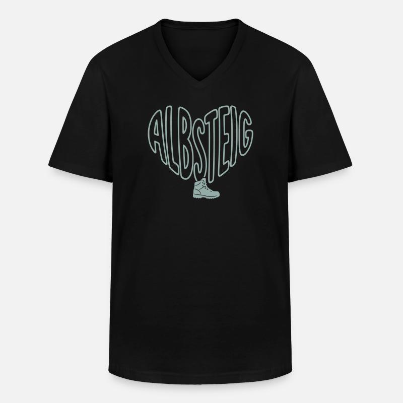 Albsteig Herz mit Wanderstiefel - Männer-T-Shirt mit V-Ausschnitt - Schwarz