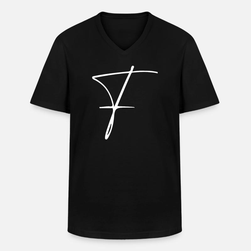 F - Männer-T-Shirt mit V-Ausschnitt - Schwarz