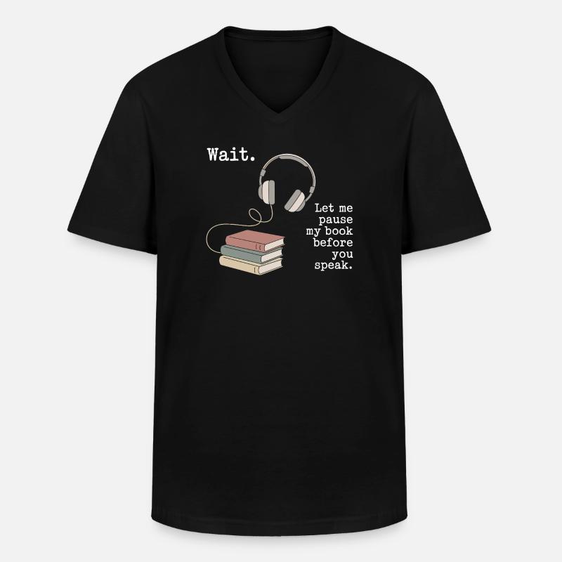 Hörbuch Kopfhörer Bücher - Männer-T-Shirt mit V-Ausschnitt - Schwarz
