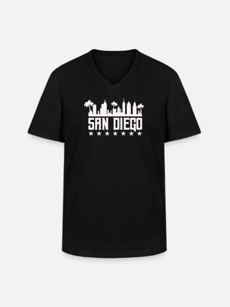 San Diego Skyline Palm Vista - Men's V-Neck T-Shirt - black