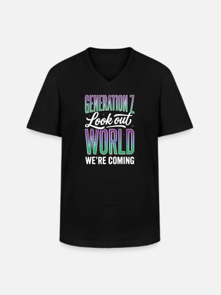 Generation Z Lookout World - Men's V-Neck T-Shirt - black
