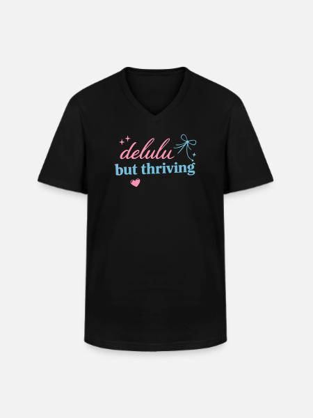 Delhu Thriving Script Logo - Männer-T-Shirt mit V-Ausschnitt - Schwarz