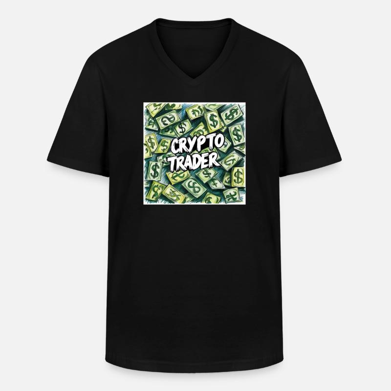 Crypto Trader Geldregen - Männer-T-Shirt mit V-Ausschnitt - Schwarz