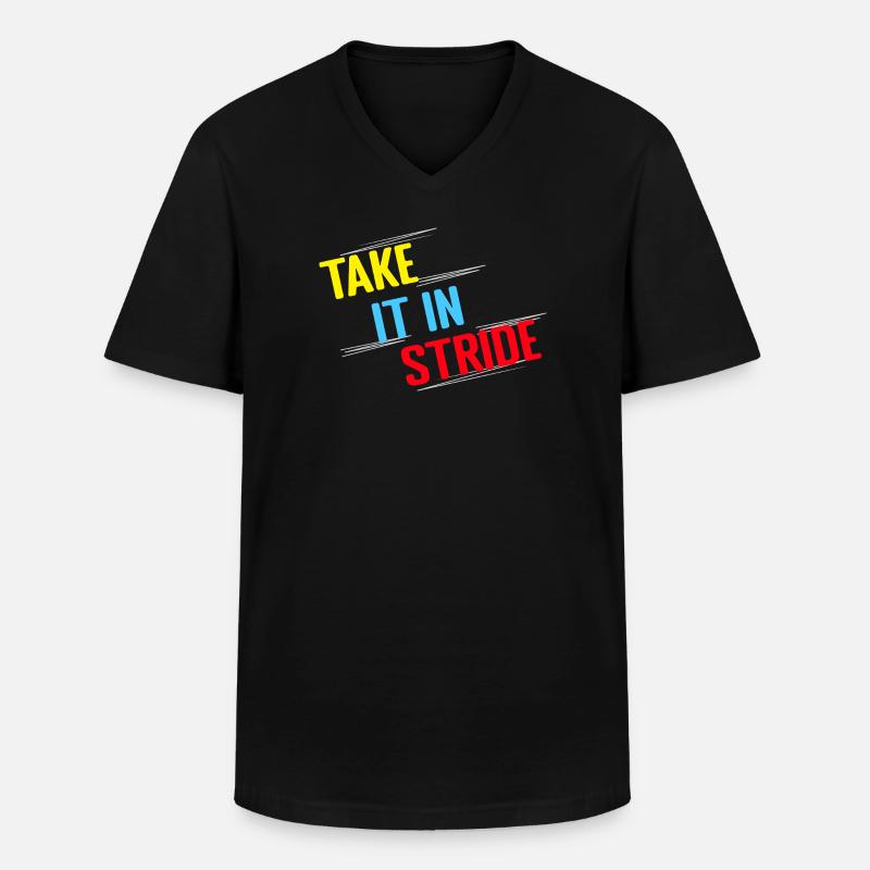 Running Run Take It In Stride Marathon Runner - Men's V-Neck T-Shirt - black