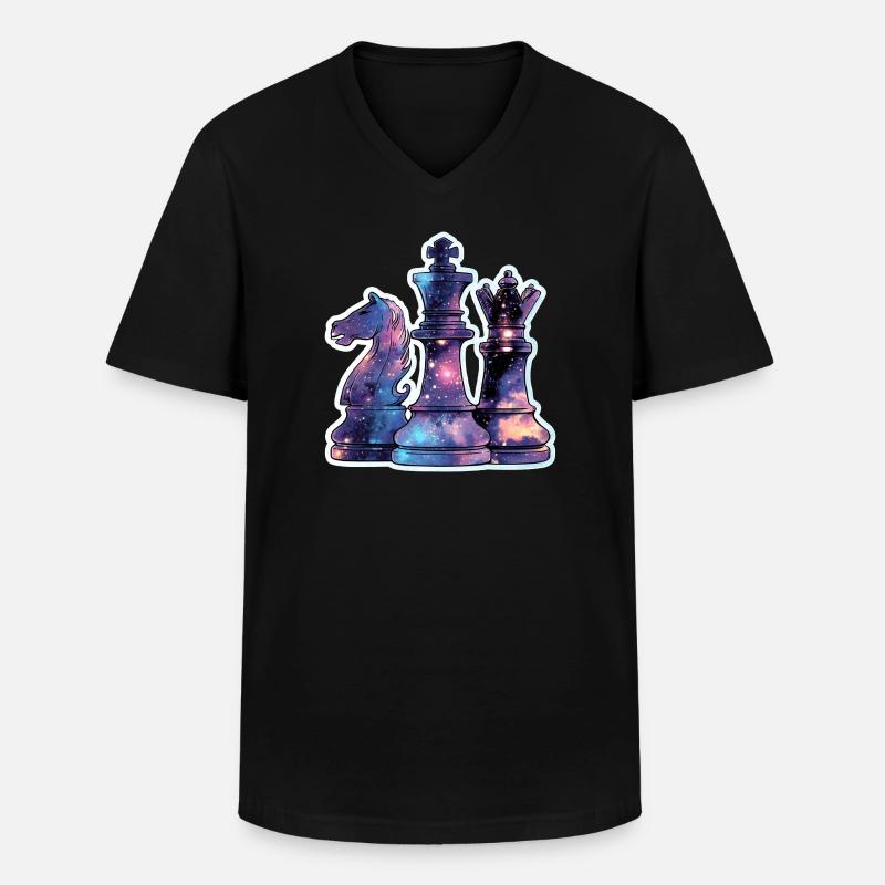 Pièces d’échecs dans l’espace – Galaxy Nebe - T-shirt col V Homme - noir