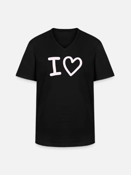 i_love - T-shirt col V Homme - noir