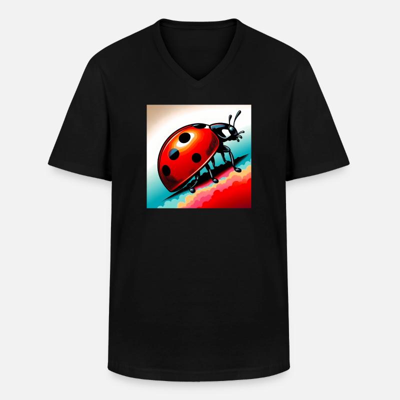 Marienkäfer - Männer-T-Shirt mit V-Ausschnitt - Schwarz