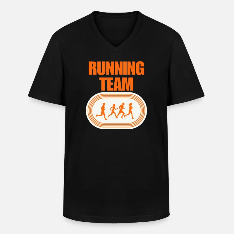 Running Team - Männer-T-Shirt mit V-Ausschnitt - Schwarz