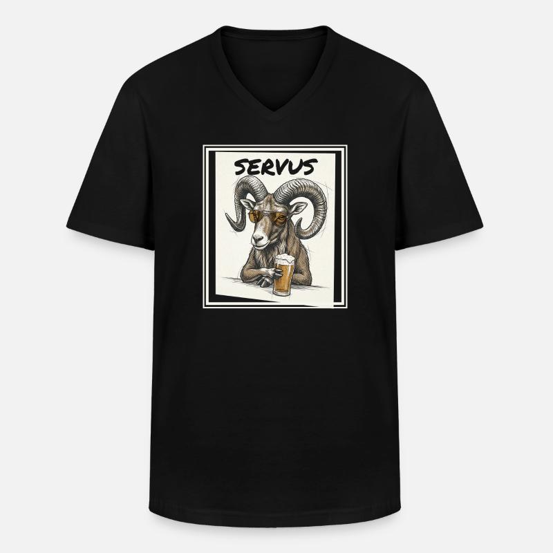 Bier Mufflon - Männer-T-Shirt mit V-Ausschnitt - Schwarz