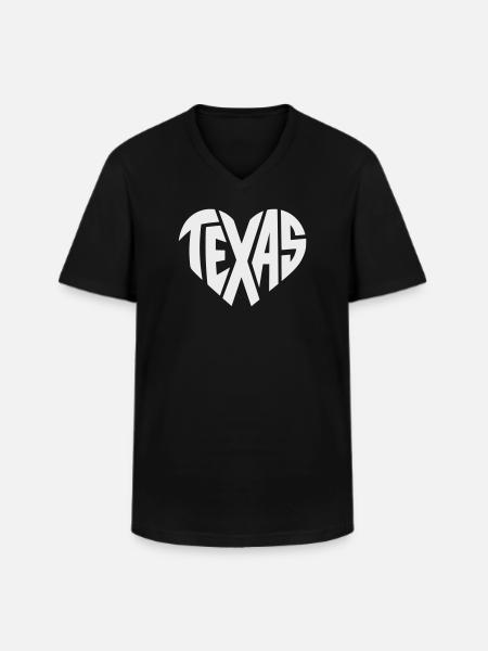 Texas Heart Typography - Men's V-Neck T-Shirt - black