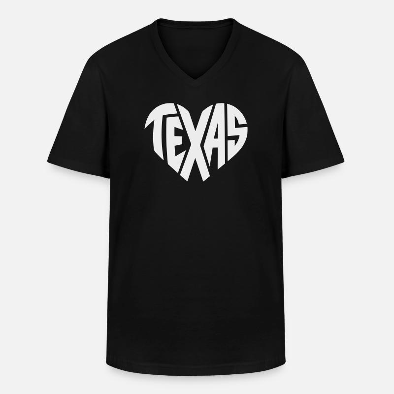 Texas Heart Typography - Men's V-Neck T-Shirt - black