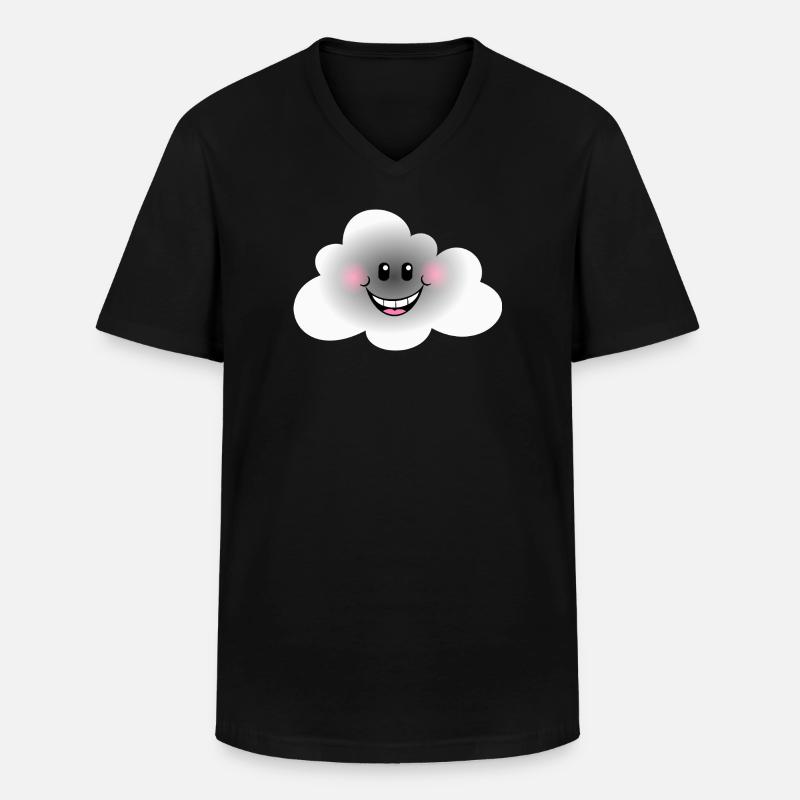 Glückliche Wolke - Männer-T-Shirt mit V-Ausschnitt - Schwarz