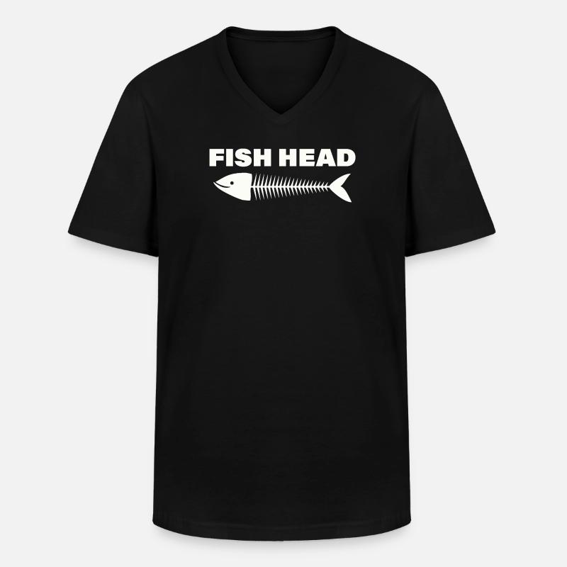 FISH HEAD - Männer-T-Shirt mit V-Ausschnitt - Schwarz