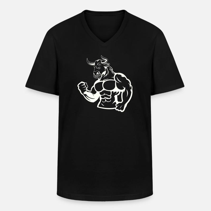 Kraftbulle Muskelheld - Männer-T-Shirt mit V-Ausschnitt - Schwarz