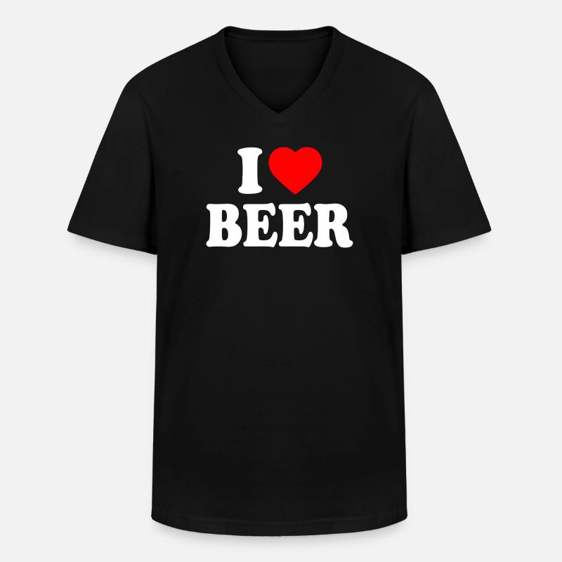 I Love Beer - Männer-T-Shirt mit V-Ausschnitt - Schwarz