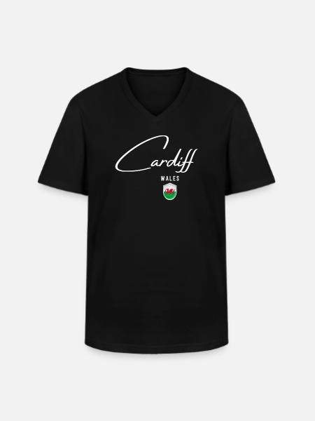Cardiff Wales, elegant design Cardiff - Men's V-Neck T-Shirt - black