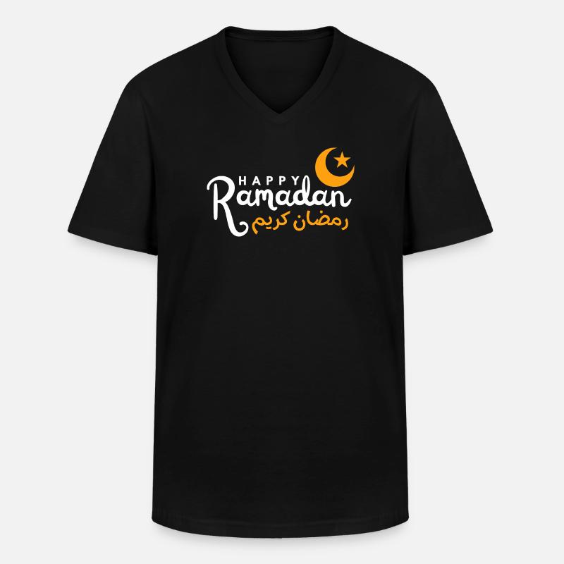 Ramadan Night Crescent Script - Men's V-Neck T-Shirt - black