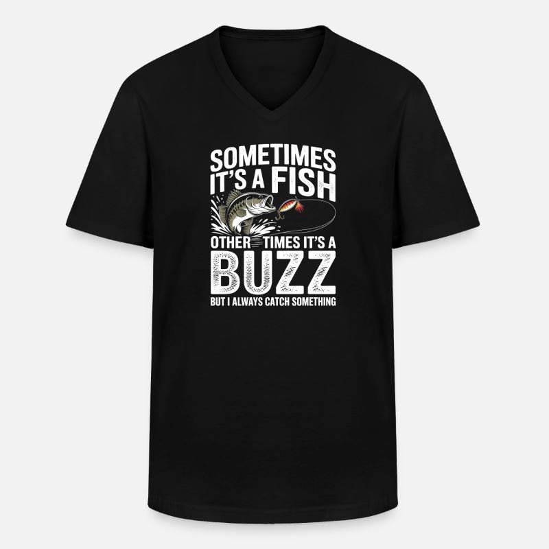 A volte è una tee Fish – Buzz Motiv - Maglietta da uomo classica con scollo a V - nero