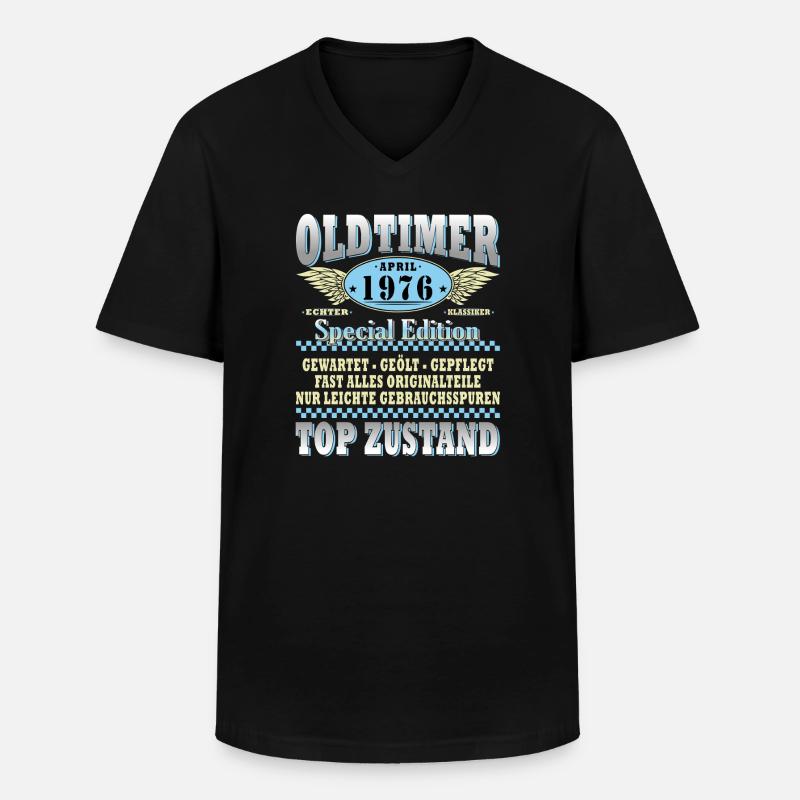 Oldtimer April 1976 Special Edition - Männer-T-Shirt mit V-Ausschnitt - Schwarz