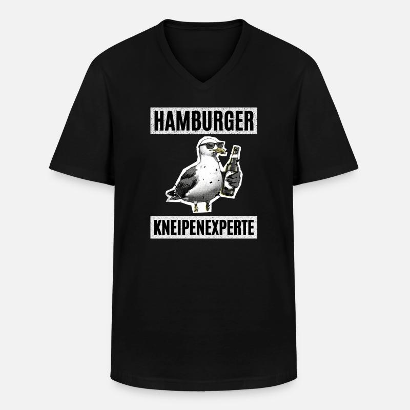 Hamburger Kneipen Experte - Männer-T-Shirt mit V-Ausschnitt - Schwarz