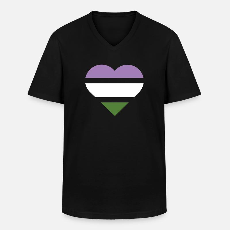 Pride Flag Heart · Genderqueer - Männer-T-Shirt mit V-Ausschnitt - Schwarz