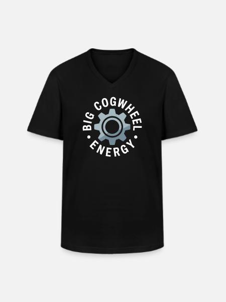 Large Gear Energy Motif - Men's V-Neck T-Shirt - black