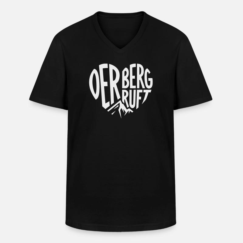 Der Berg ruft Herz - Männer-T-Shirt mit V-Ausschnitt - Schwarz