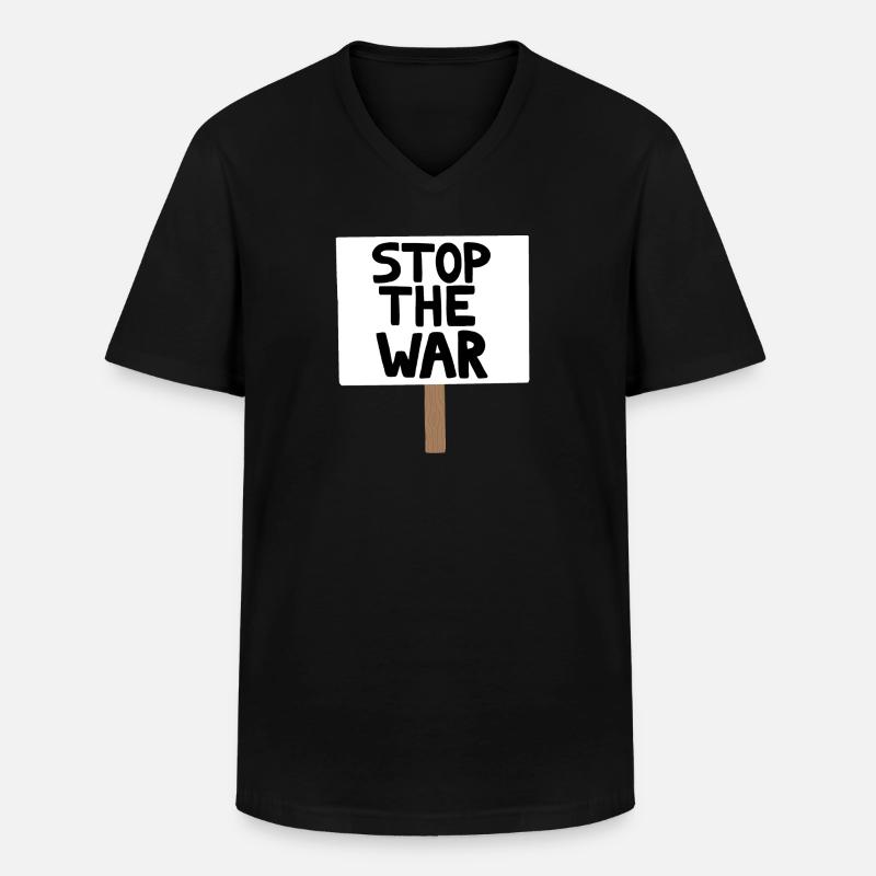 Stopp das Kriegsprotest-Schild - Männer-T-Shirt mit V-Ausschnitt - Schwarz
