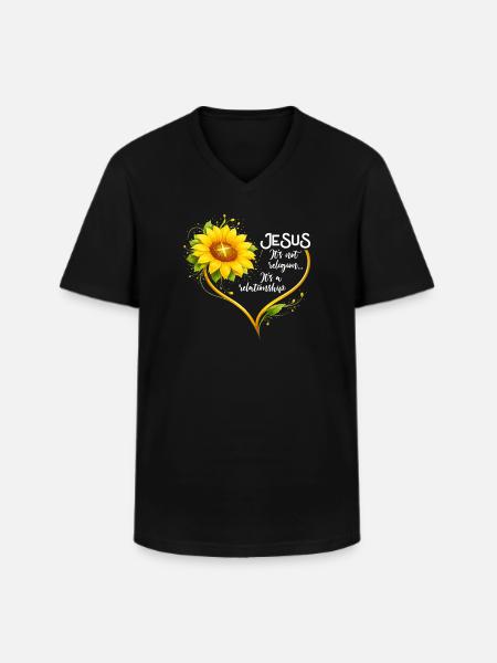Christian Sunflower Positivity God Religion - Men's V-Neck T-Shirt - black