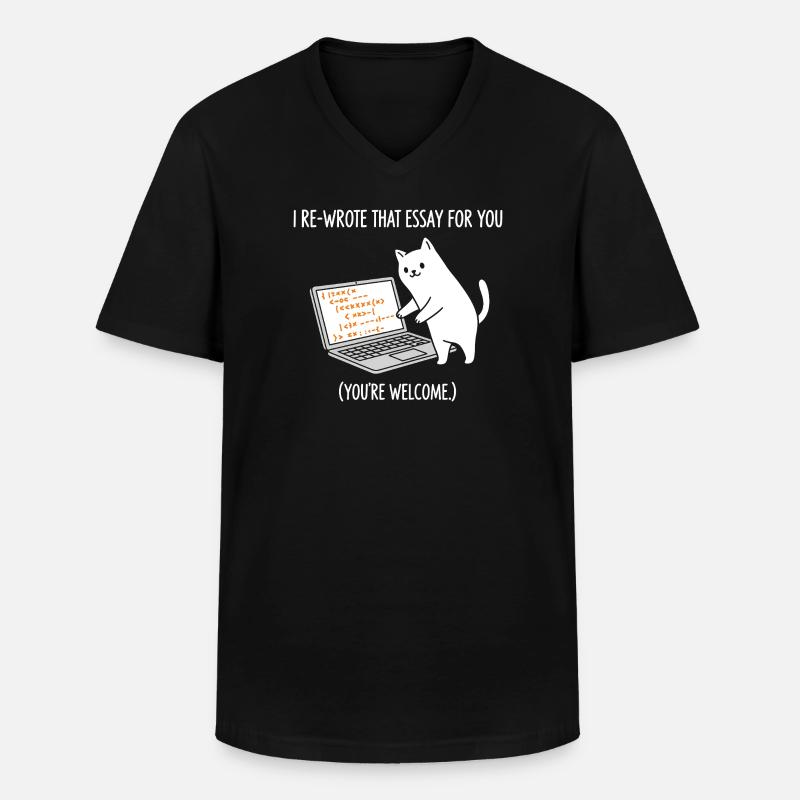 Code Cat spiega i compiti - Maglietta da uomo classica con scollo a V - nero