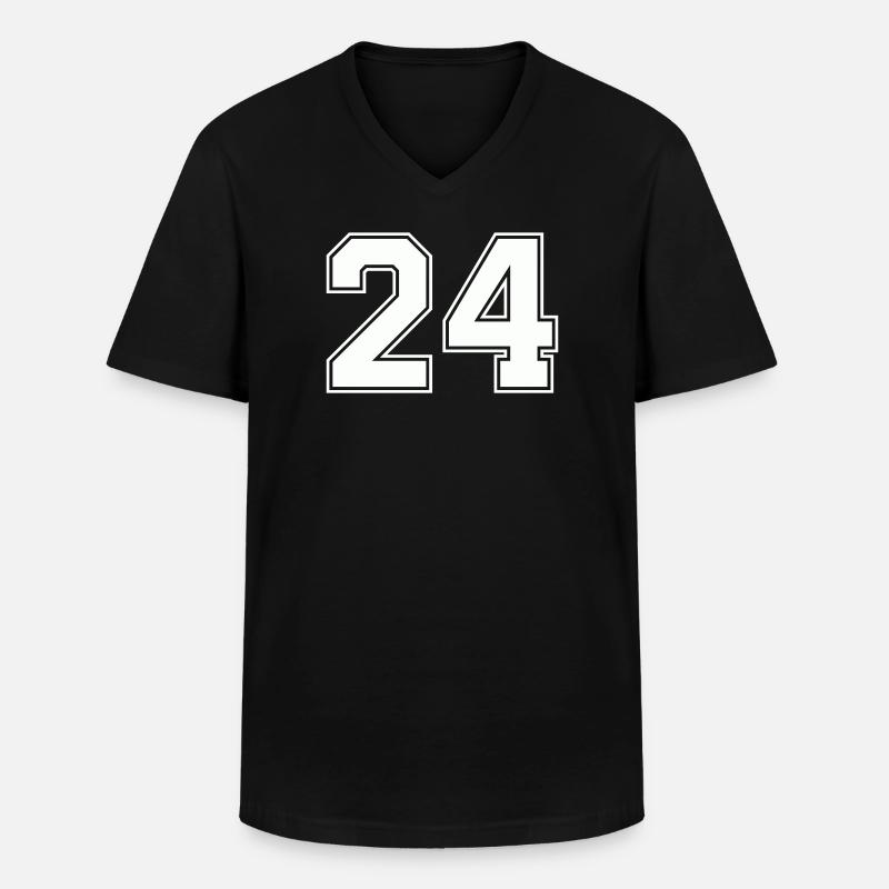 24 - Männer-T-Shirt mit V-Ausschnitt - Schwarz