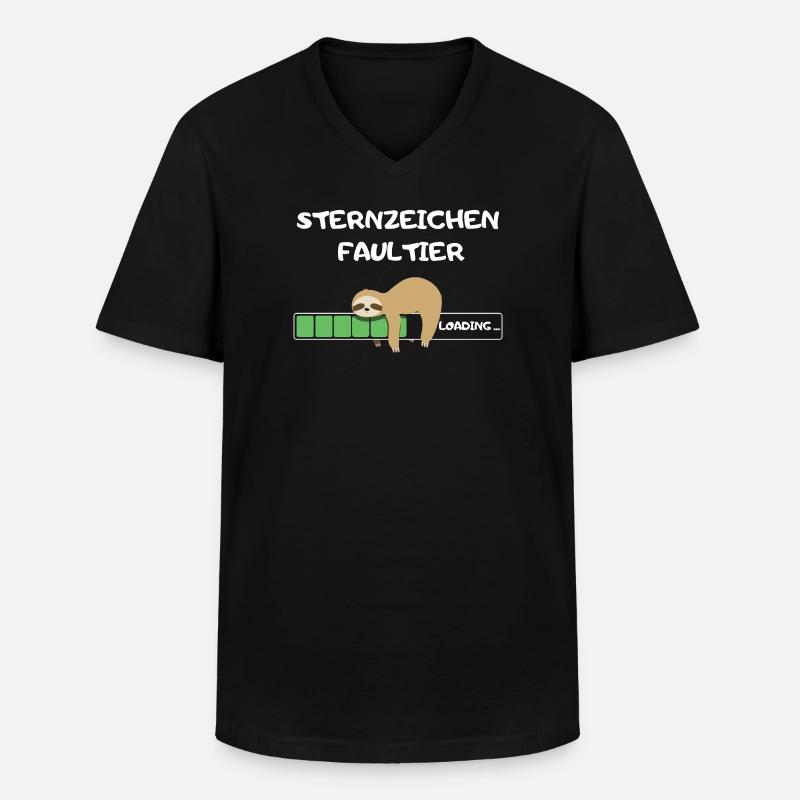 Sternzeichen Faultier Loading - Männer-T-Shirt mit V-Ausschnitt - Schwarz