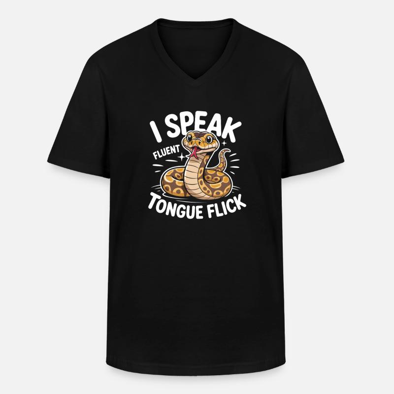 Langue Fluide | Humour du Python Roi - T-shirt col V Homme - noir