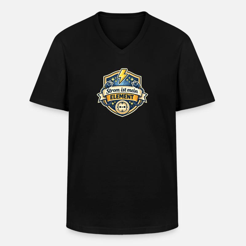 Strom ist mein Element - Männer-T-Shirt mit V-Ausschnitt - Schwarz