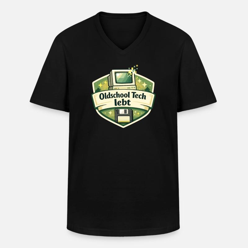 Oldschool Tech lebt - Männer-T-Shirt mit V-Ausschnitt - Schwarz