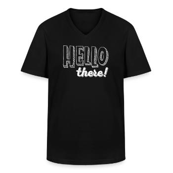 HELLO there! - Men's V-Neck T-Shirt - black - Front - AI Model Male 178 dark (178cm)