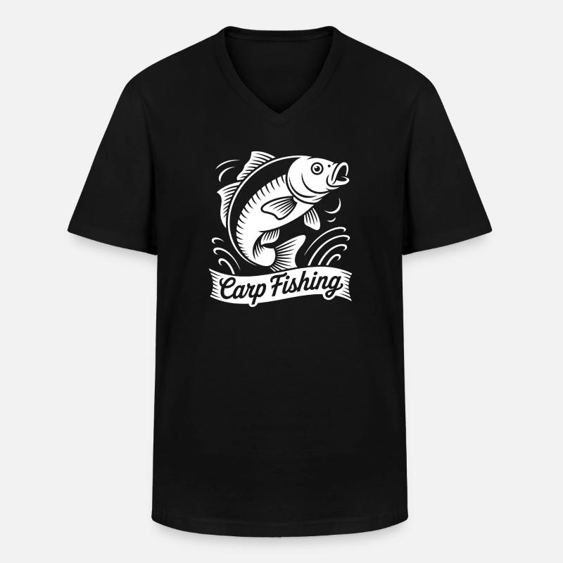 Karpfen Angeln - Männer-T-Shirt mit V-Ausschnitt - Schwarz