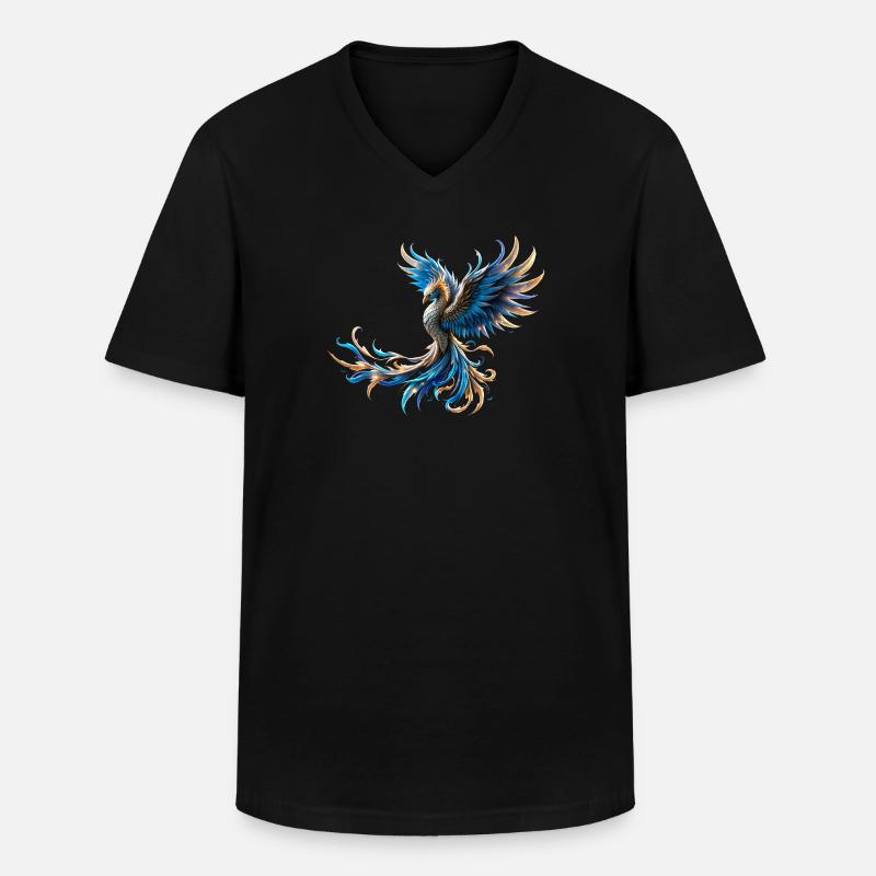 Feuerblauer Phönix - Männer-T-Shirt mit V-Ausschnitt - Schwarz