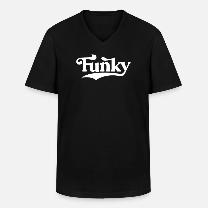 Funky Retro Script Logo - Männer-T-Shirt mit V-Ausschnitt - Schwarz
